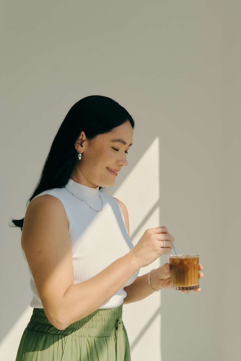 Mindfulness Practices Woman Having Iced Coffee